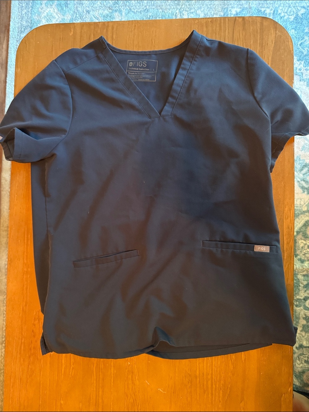 Figs Navy V-Neck Medical Scrub Top